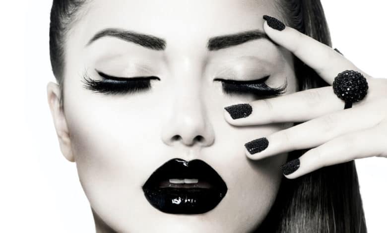 Woman with plump lips and makeup