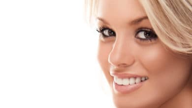 Blonde woman smiling