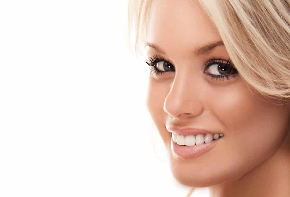 Blonde woman smiling